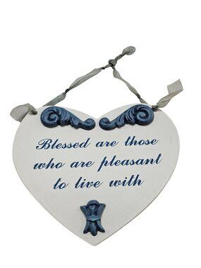 Heart-Shaped Hanging Plaque Inspirational Quote & Blue Accents Ohio Wholesale